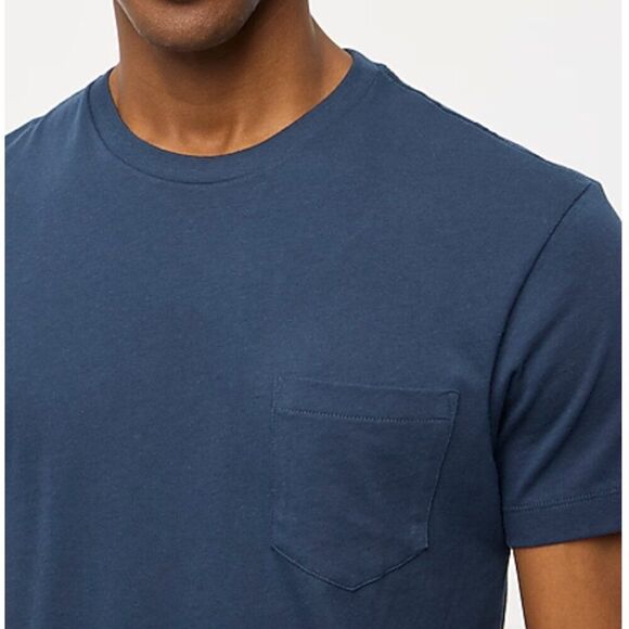 J. Crew Factory 53623 Cotton-blend washed jersey pocket tee Navy NWT - Picture 3 of 9